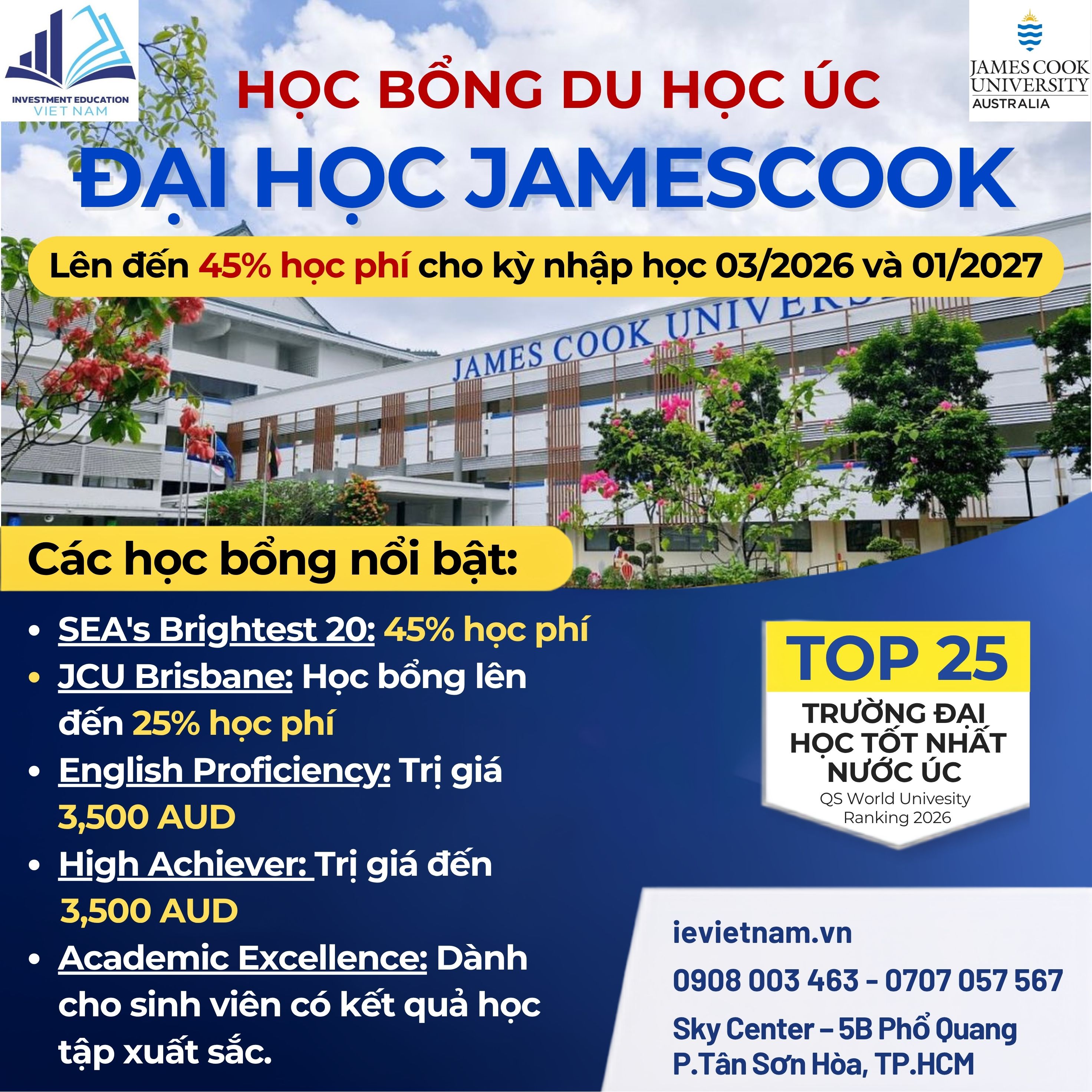 Loạt học bổng đại học James Cook (Úc)