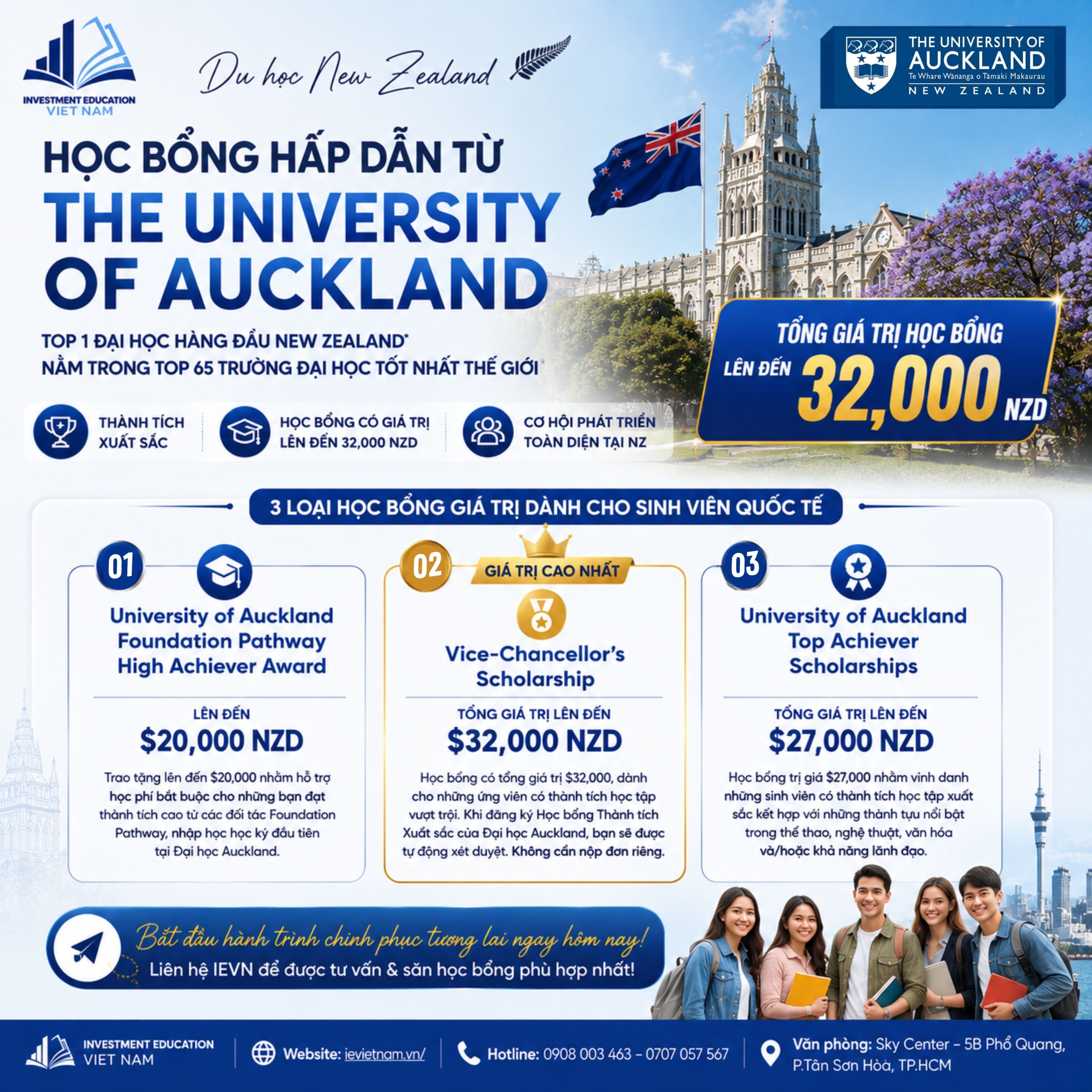Học bổng đại học Auckland (New Zealand)